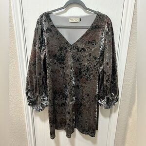 Bad Little Country Girl Tina Velvet Silver Mini Dress Size Large